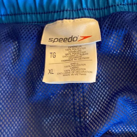 Speedo men’s swim trunks deep ocean blue plaid mesh lined board shorts S/XL - Picture 3 of 3